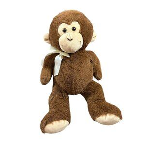 Hugfun Monkey Gorilla Plush Toy Stuffed Animal 21" Brown Ribbon Floppy Chimp